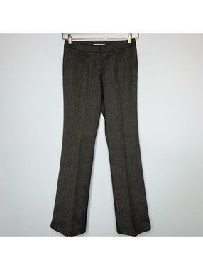 Y2K Cache LUXE Brown & Silver Tweed Trousers Size 2 Dressy Metallic Office Siren
